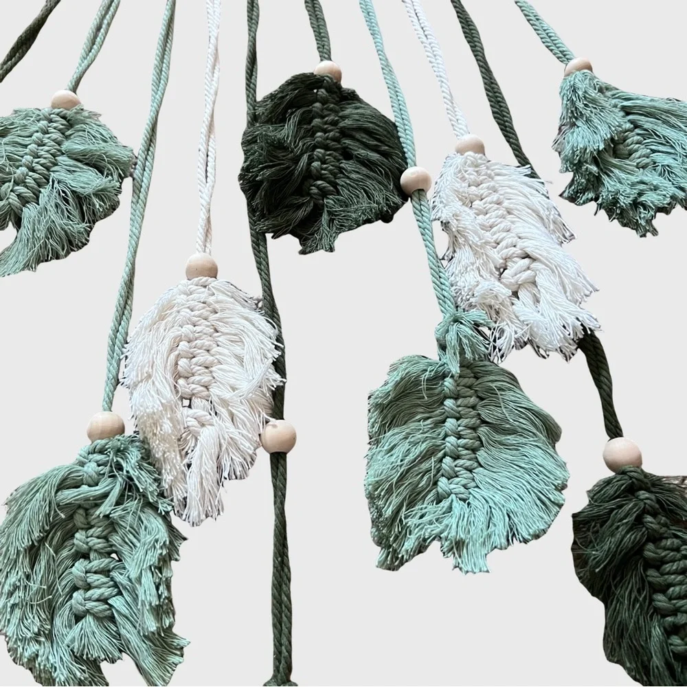 Handcrafted Leaf Wall Hanging Decor - Green and Blue